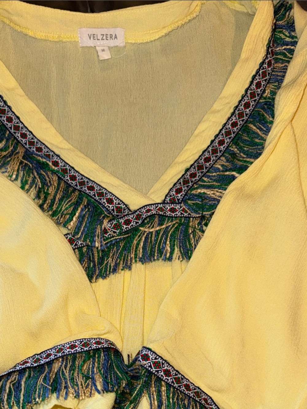Yellow Fringe-Trim Boho Tunic or mini hi/lo dress - Picture 9 of 9